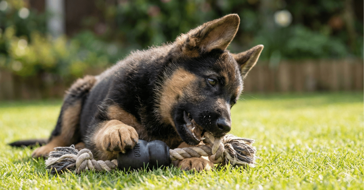 German Shepherd puppy biting