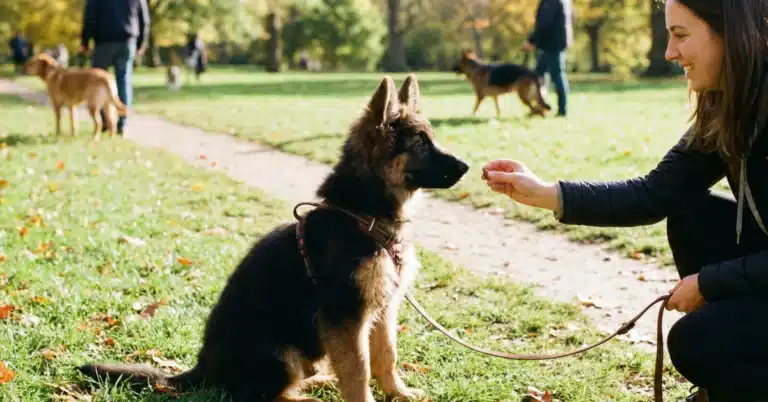 german shepherd puppy leash training